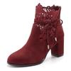 High-Heel-Stiefelette LASCANA, Damen, Gr. 35, rot (bordeaux), Obermaterial: 100% Textilmaterial. Decksohle: 100% Kunstleder. Futter: 100% Textilmaterial. Laufsohle: 100% Synthetik, modisch, Schuhe, mit modischer Spitze und bequemen Blockabsatz,...