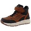 Kletterschuh MUSTANG SHOES "Enzo", Kinder, Gr. 35, braun (braun, schwarz), Lederimitat, Textil, Basic, Schuhe, High Top Sneaker, Schnürboots mit TEX-Membrane