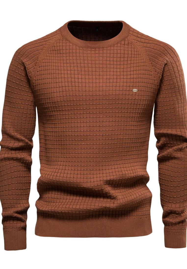 Strukturierter langarmeliger Pullover mit Rundhalsausschnitt Image