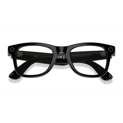 Unisex s square Polished Black Plastic Prescription sunglasses - Eyebuydirect s Ray-Ban Meta Wayfarer