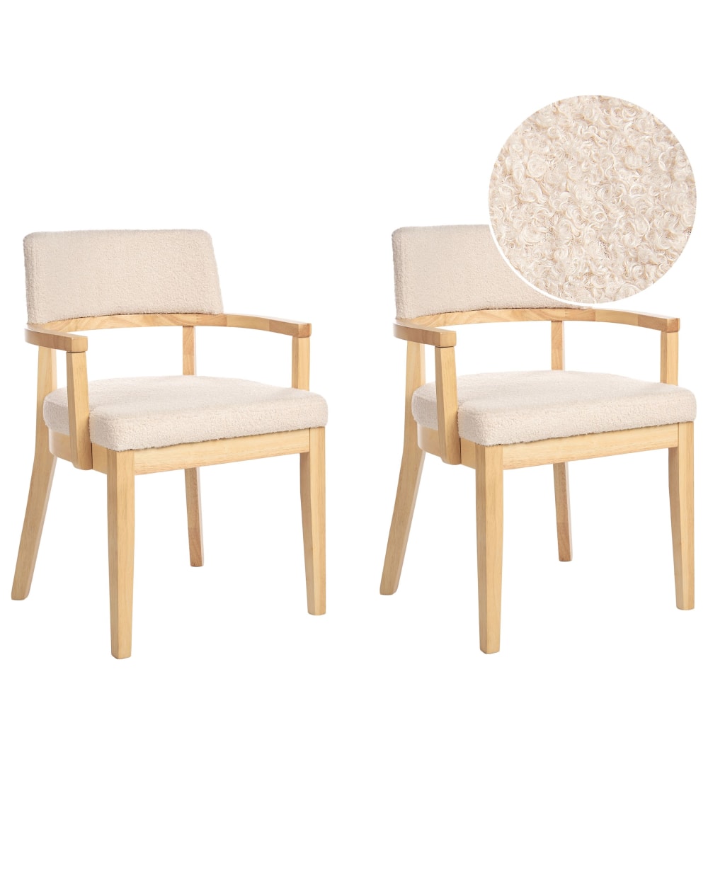 Lot de 2 chaises de salle à manger en tissu beige 59x82cm