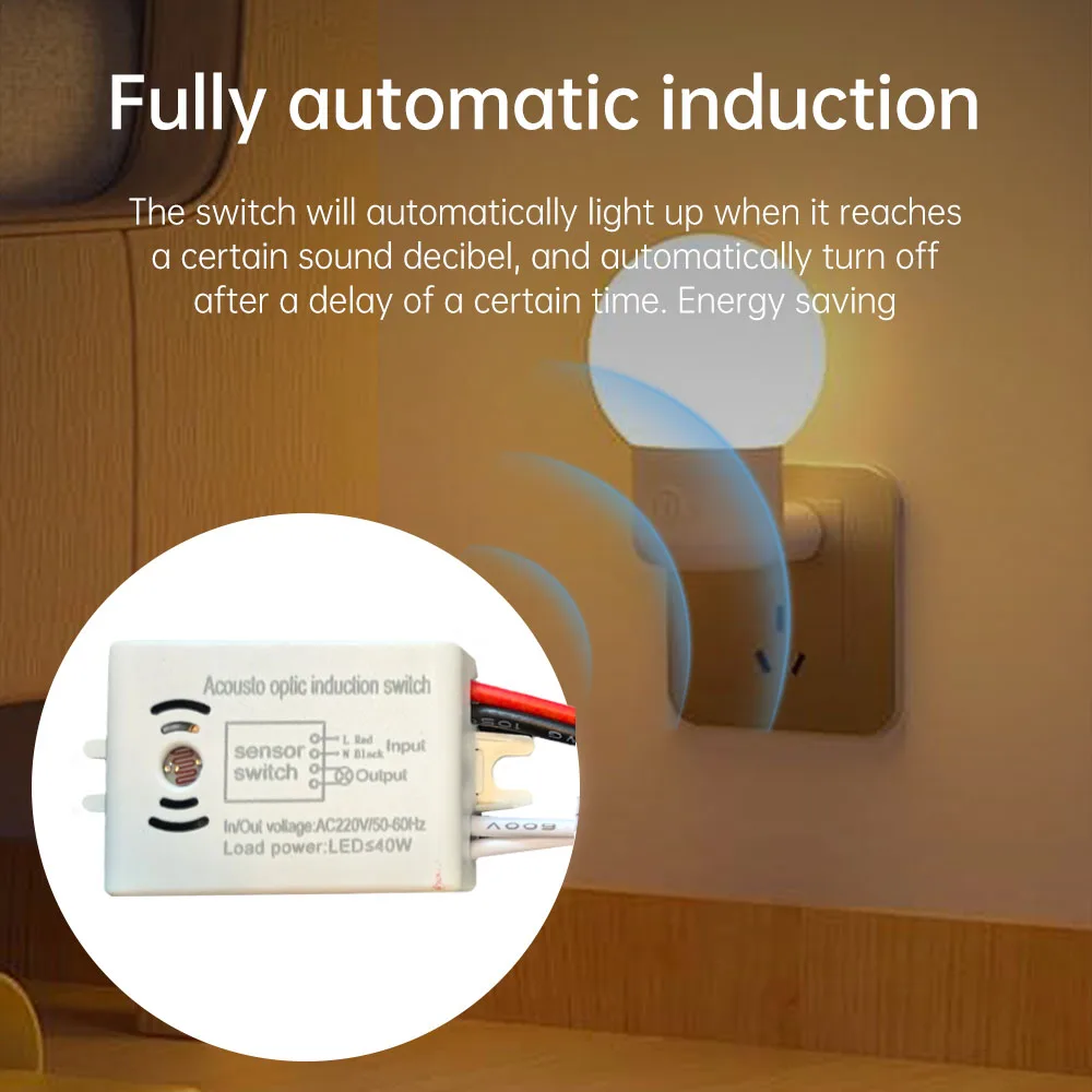 220V Intelligente Sound Stimme Sensor Schalter Modul Detektor Indoor Auto On Off Lichter Schalter Sound-Licht Gesteuert Sensor Schalter Image