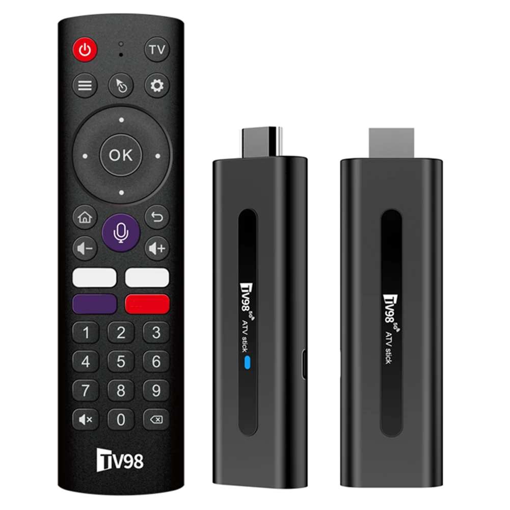 TV98 Android 14.0 TV Stick ATV Smart TV Box 8K 2,4G 5G WiFi Quad Core BT5.0 Android TV Stick 14.0 Smart TV Stick Allwinner H313 Image