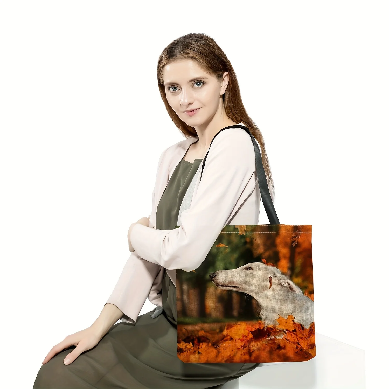 Einkaufstasche mit großem Fassungsvermögen, tragbare wiederverwendbare Einkaufstasche, perfekte Handtasche und Umhängetasche für Reisen, Strand-Tier-Hunde-Design Image