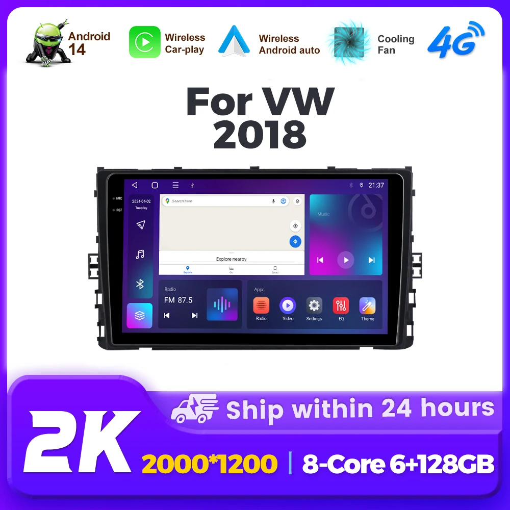 9 Zoll TS18 Autoradio Android 14 für VW MQB Polo Plus T-Cross Zoals T-Cruis T-Roc Tharu Sagitar Multimedia Carplay GPS 4G Stereo intelligente systeme für autos autoradio carplay apple carplay android Image