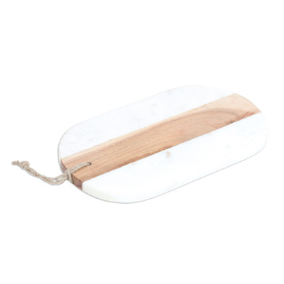 Elegant Cut,'Handcrafted Marble and Mango Wood Cutting Board'