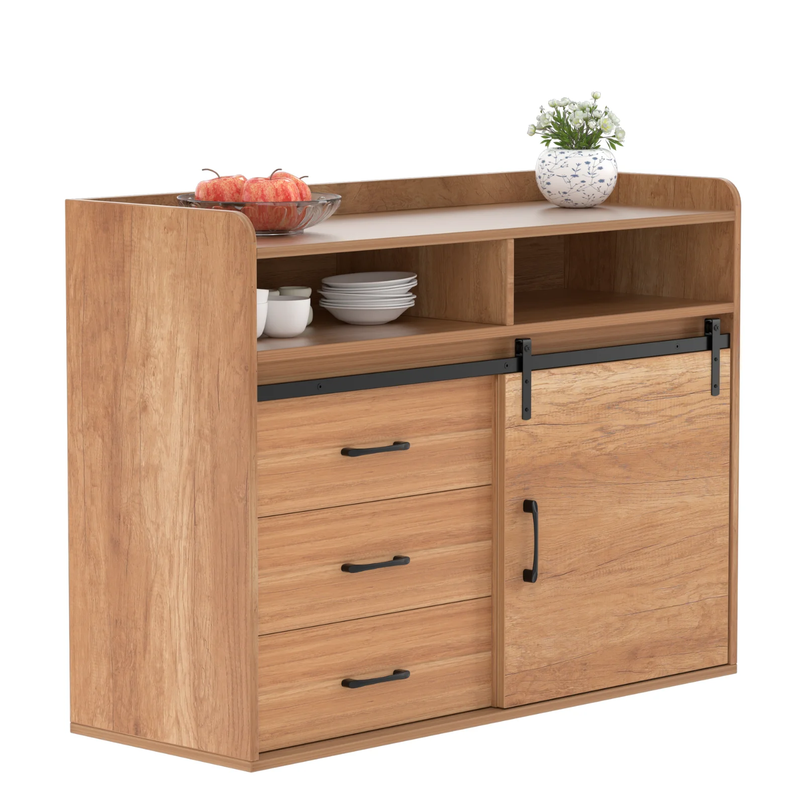 HOMAVO Sideboard-Schrank mit Schubladen und Schiebetür, moderner Aufbewahrungseinheit, 107 cm Image