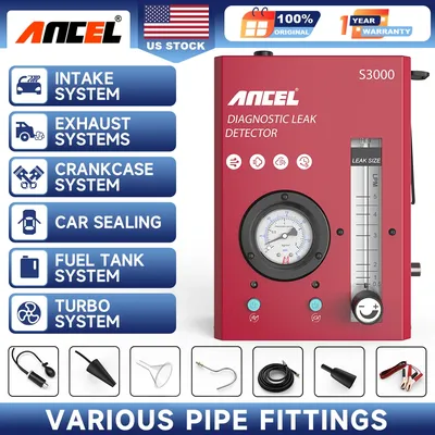 ANCEL S3000 EVAP Smoke Machine Leak Detector Vacuum Tester Pipe Diagnostic Tool Air Pump 12V Fuel Pipe Detector for Motocycle