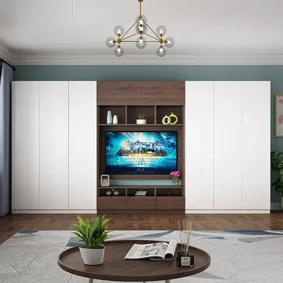 Combination Wall Bedroom High TV Cabinet Wardrobe Integrated Background Wall Locker Customization