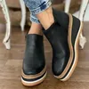 Schuhe Frauen Plattform 2022 Herbst Schwarz Plattform Stiefel Frauen Zipper Keil Booties Größe 43 Stiefeletten Mit Hohen Absätzen Botas De Mujer