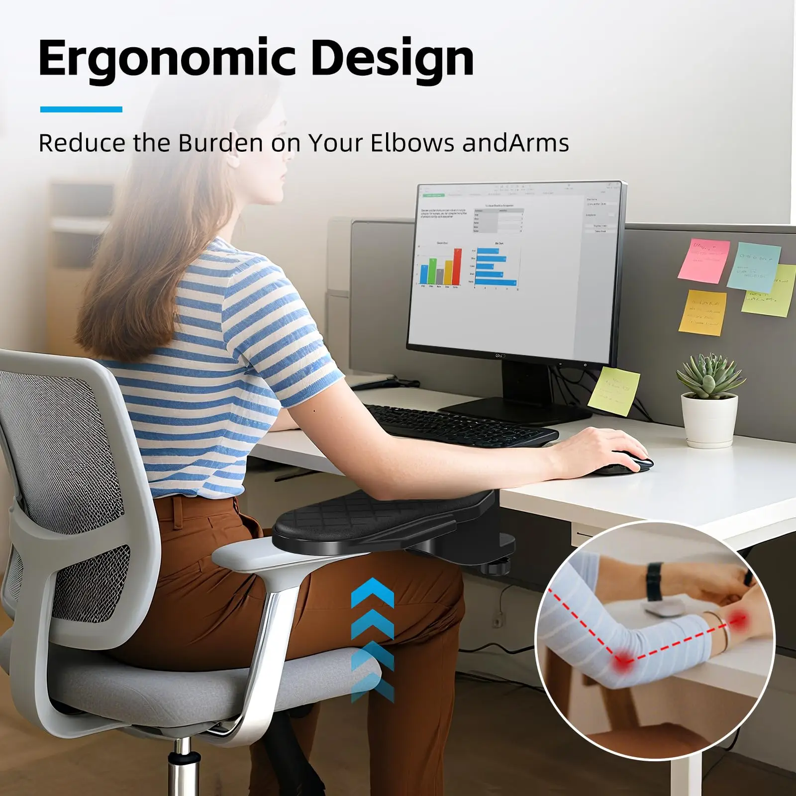Neue Computer Armlehne Für Schreibtisch Einstellbare Ergonomische Handgelenk Rest Unterstützung Für Tastatur Armlehne Extender Rotierenden Maus Pad Halter Image