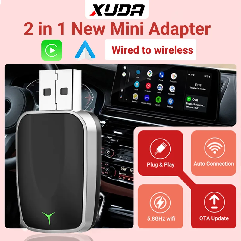 XUDA 2025 Neue Drahtlose Carplay und Android Auto 2 in 1 smart Mini Box WIFI BT Auto Connect Für Toyota Volvo Benz MG Kia MAZDA FORD Image