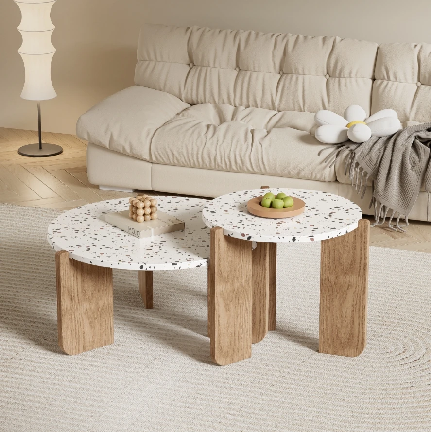 Comanlai Moderner Couchtisch, 2er-Set, stapelbarer Sofa-Beistelltisch, modulares Tischset, für Wohnzimmer, Schlafzimmer und Balkon