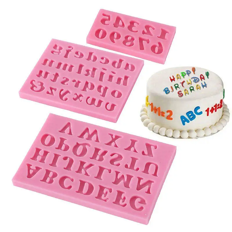 Alphabet Zahlen Silikonform Kuchen Dekorieren Werkzeuge DIY Buchstaben Zahlen Fondant Schokolade Gelee Süßigkeiten Gebäck Backform Image