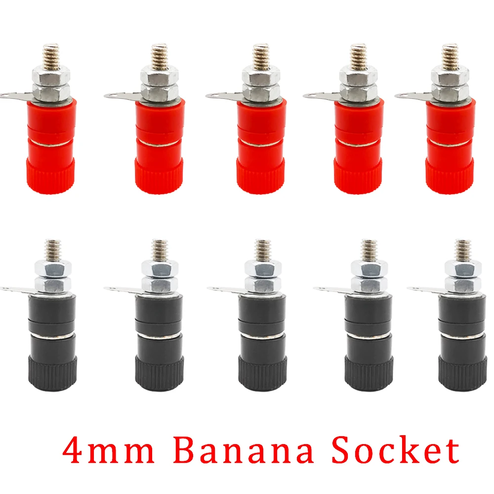 4mm Bananenbuchse Binding Post Adapter Vernickelt Bananenstecker Buchse Mutter Klemmenblock Verstärker Stecker Rot Schwarz Image