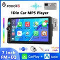 Podofo 1Din Lettore MP5 7 ''Radio per auto Wireless Carplay Android Auto Bluetooth Mirror Link USB FM EQ AUX Audio Lettore multimediale