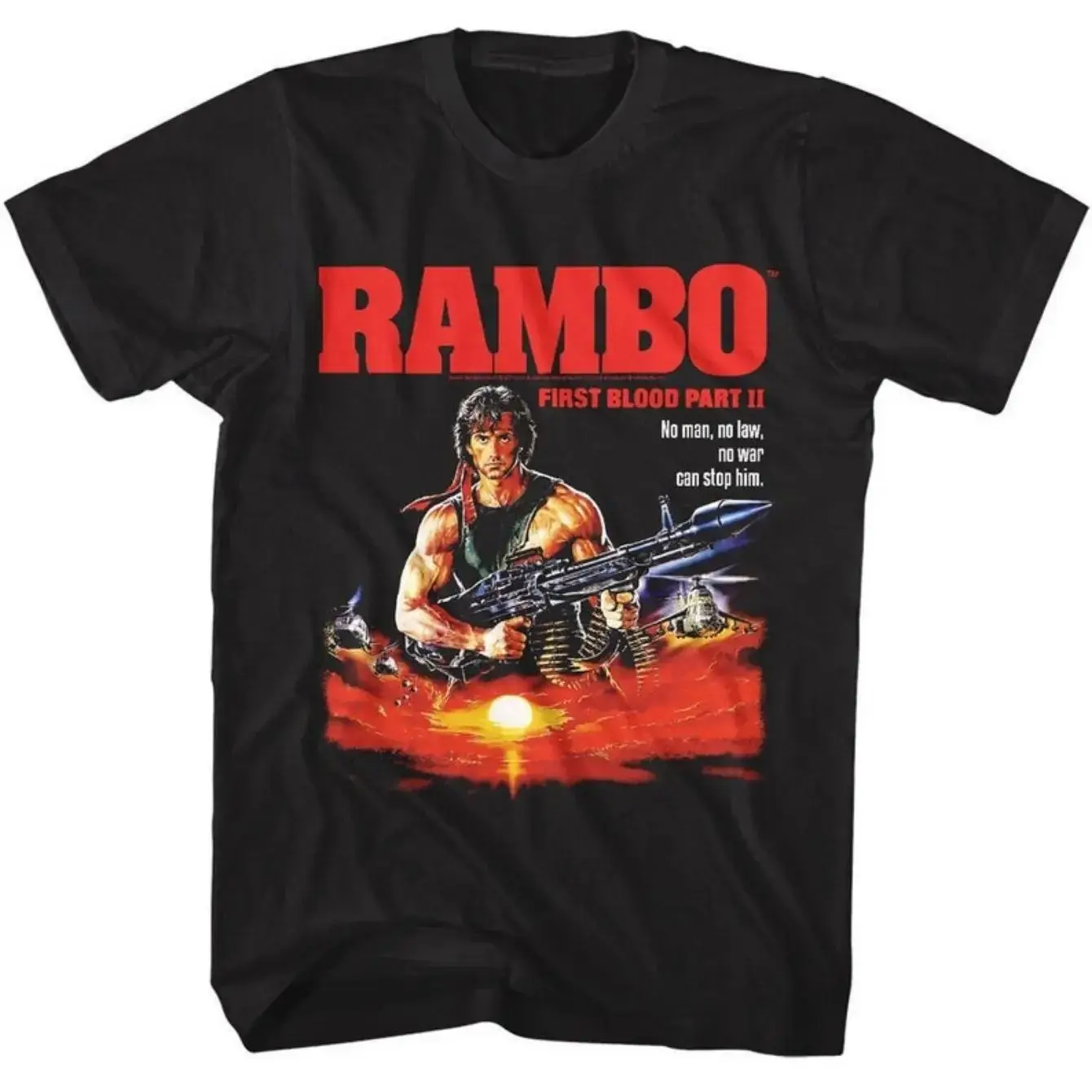 Rambo First Blood Part 2, inspiriertes Print-T-Shirt, geometrisches Design, maschinenwaschbar, lässig, lockere Passform, perfekt für alle Jahreszeiten