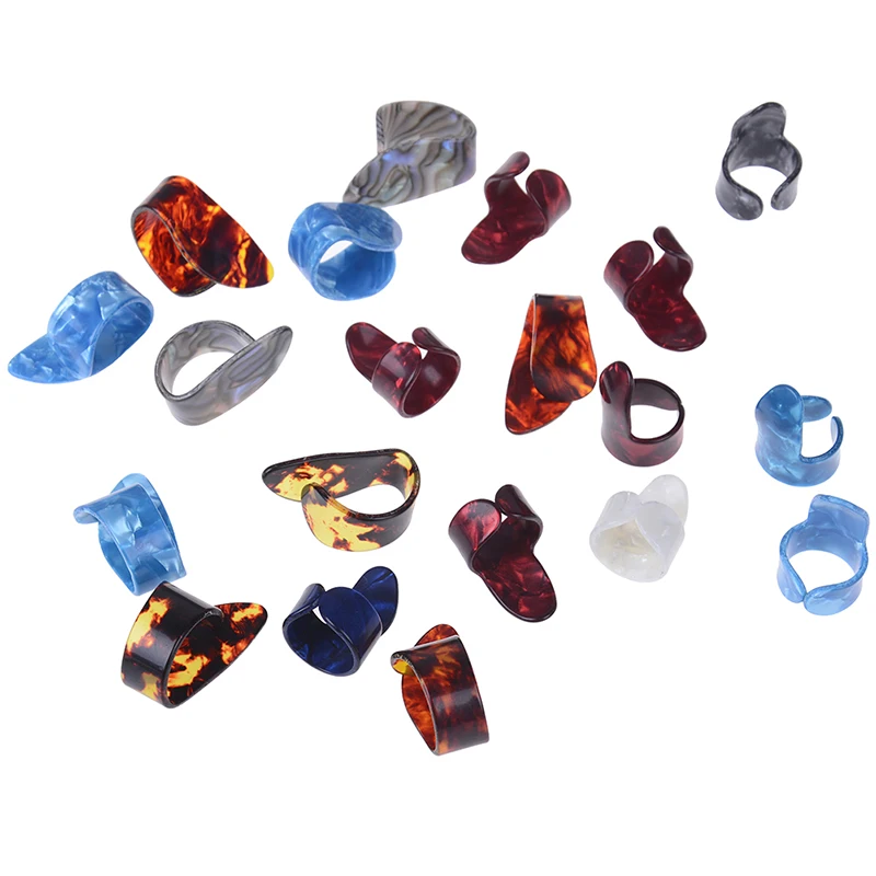 10 Stück Gitarren-Plektrum, Nagelpflücken, Daumen- und Finger-Picks-Set, Edelstahl-Zelluloid für Gitarristen Image