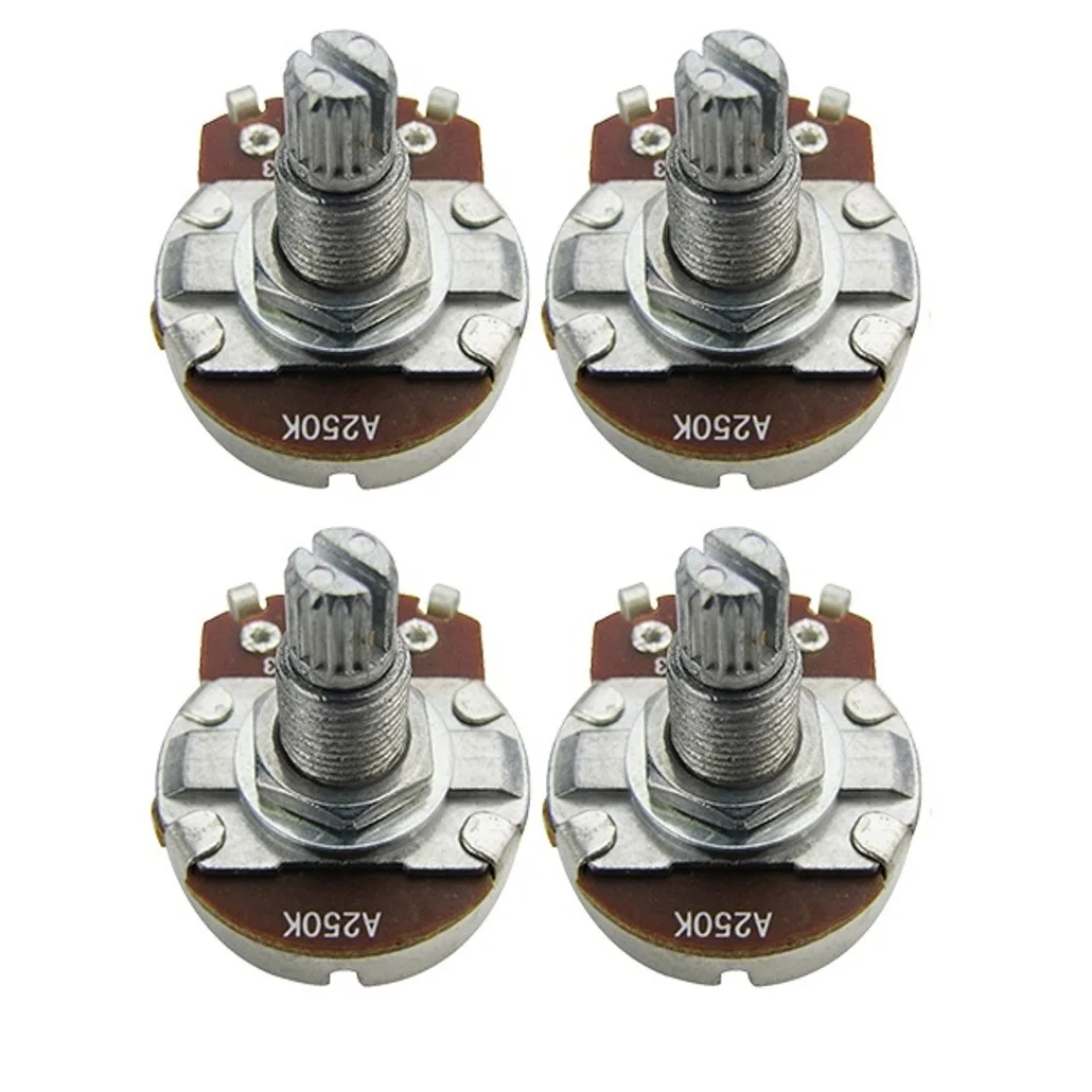 FLEOR 4PCS Gitarre Potentiometer Volume Tone 18-spline Töpfe A250K/ B250K/ A500K/ B500K Lange/kurze Welle Wählen Gitarre Teile Image
