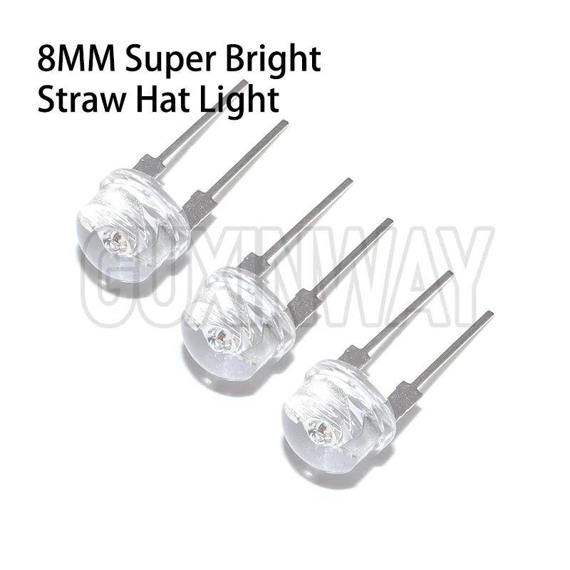 10PCS F8 8MM Weiß Blau Grün Rot Gelb LED Super Helle Strohhut Leuchtdiode Hervorgehoben Weiß 0,5W Astigmatismus