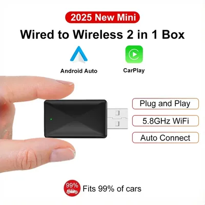 Verkabelt mit Wireless Carplay Android Auto 2in1 Wireless Adapter Carplay Wireless Adapter für OEM Auto Stereo mit USB Plug and Play