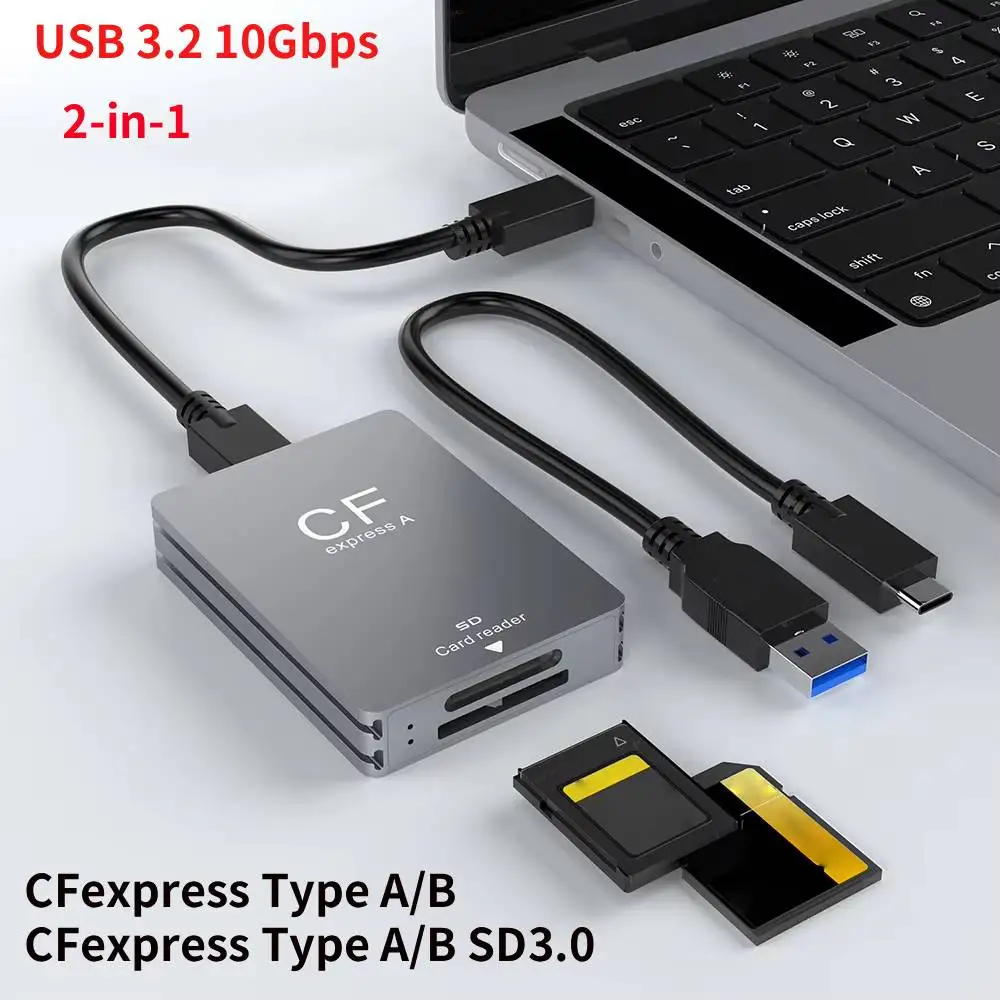 2-in-1 CFexpress Typ A B SD-Kartenleser CFexpress-Leser mit USB C auf USB C/A-Kabel, unterstützt Android/Windows/Mac OS für SLR ﻿ Image
