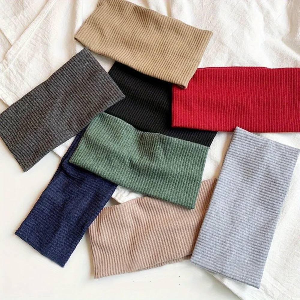 1PC einfarbiges breites Haarband gestricktes Haarband, Sport-Yoga-Haar-Accessoires, waschbares Haarband, Sport- und Fitness-Haarband Image