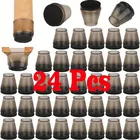 Protezioni per il pavimento delle gambe della sedia rotonde da 24 pezzi Protezioni per il pavimento in silicone trasparente per i piedi del tavolo con stivali per mobili antiscivolo in feltro