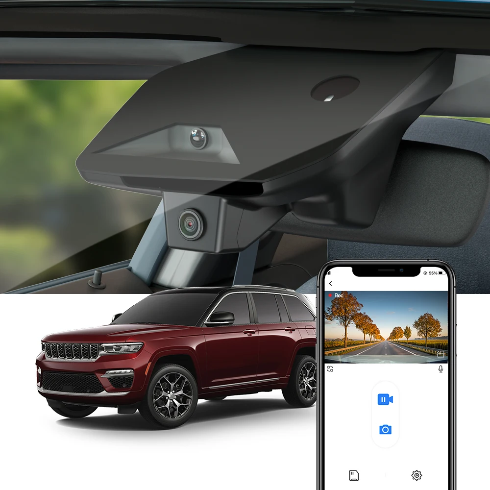 Fitcamx 4K Dashcam für Jeep Grand Cherokee 2023 - 2026, OEM Auto-DVR-Kamera, 2160P Fahrtenschreiber mit APP, G-Sensor, WLAN Image