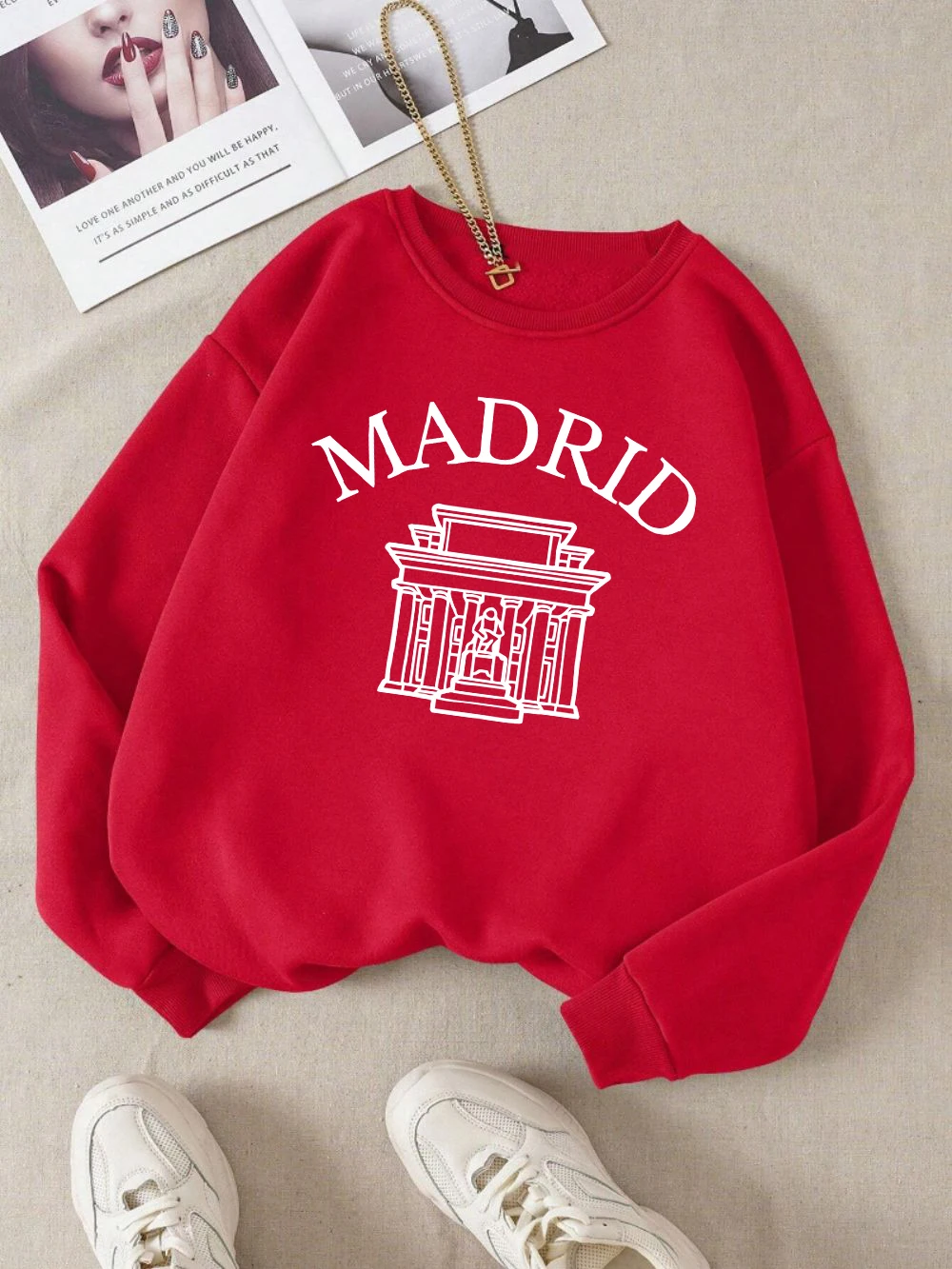 Temple Of Debo Madrid Design Pullover Frauen Crewneck Fleece Sweatshirt Hipster Herbst Kleidung Hip Hop Lose Streetwear
