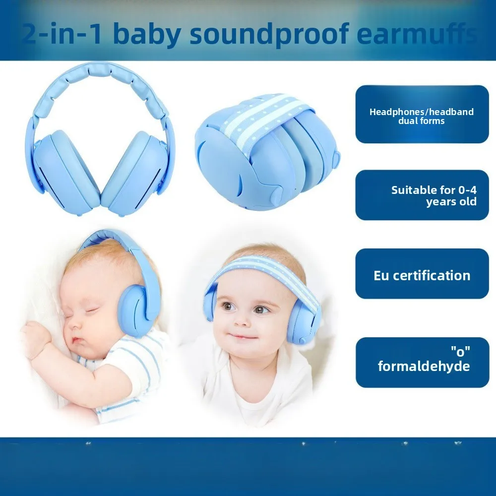 2-in-1-Schallschutz-Ohrenschützer für Säuglinge und Kleinkinder, verstellbar zum Schlafen, Geräuschreduzierung, Geräuschprävention, Schalldämmung Image