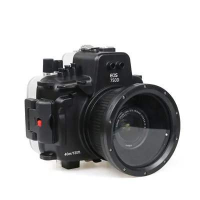 Seafrogs 40M 130ft Waterproof Underwater Housing Camera Diving Case Cover for Canon EOS 760D 750D Supports 18-55mm 18-135mm Lens