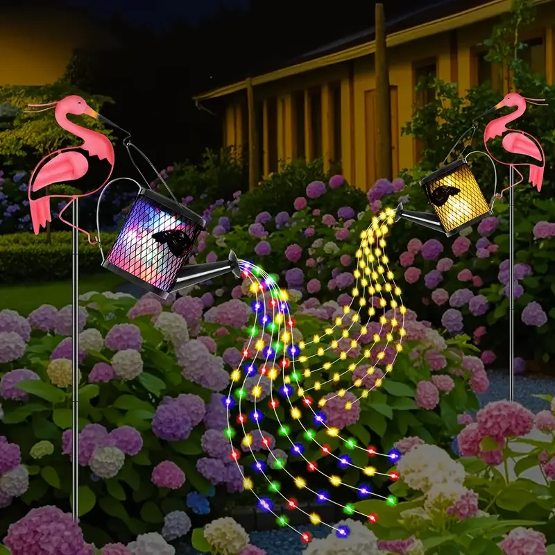 Solar Flamingo Gießkanne Licht Outdoor Solar Rasen Lampe Hängen LED Wasserdichte Solar Wasserkocher Lampe für Garten Hof Weg Dekor Image