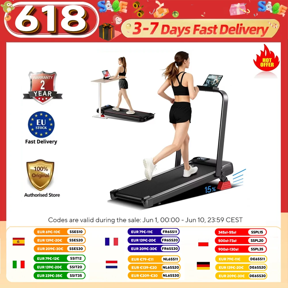 Robore U18F Laufband 15% Steigung 10,5 km/h Höchstgeschwindigkeit 2,5 PS Motor 3 Steigungsstufen 136 kg Tragkraft LED-Display Geräuscharm Image