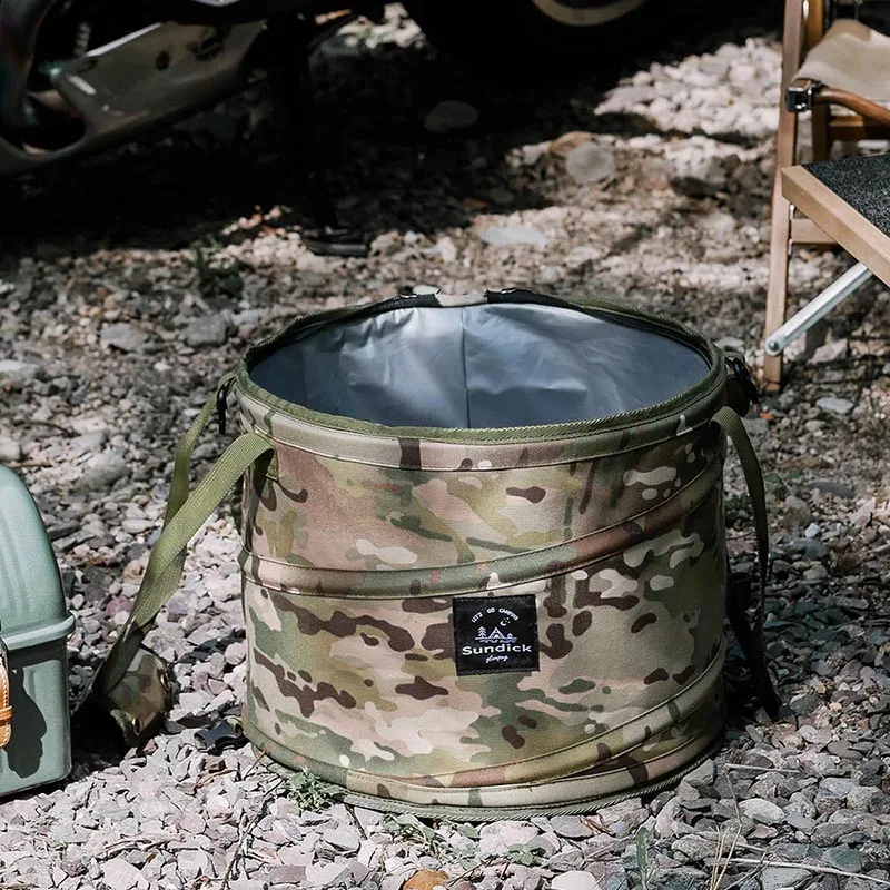 Outdoor-Camping-Aufbewahrungseimer, multifunktionale Feder-Aufbewahrungstasche, Camping-Aufbewahrungstasche für Schüssel und Tassen, großes Fassungsvermögen, faltbar Image