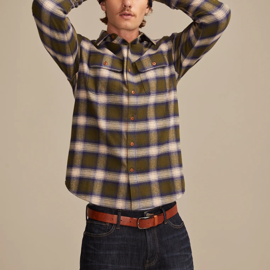 Lucky Brand Cloud Soft Flannel Shirt - Men's Clothing Outerwear Shirt Jackets in Olive Multi, Size 2XL