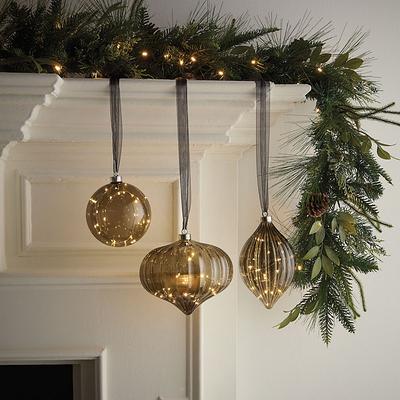 Starry Micro LED Glass Ornaments with Ribbon - Onion - Ballard Designs