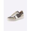Sneaker HEINE, Damen, Gr. 39, grau (taupe, beige), Leder, Glattleder, Veloursleder, Synthetik, Textil, Textil, modisch, Schuhe
