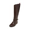 Stiefel MARC O'POLO "aus edlem Kalbleder", Damen, Gr. 36, braun (schwarz braun), Obermaterial: 100% Leder (Rind), Schuhe