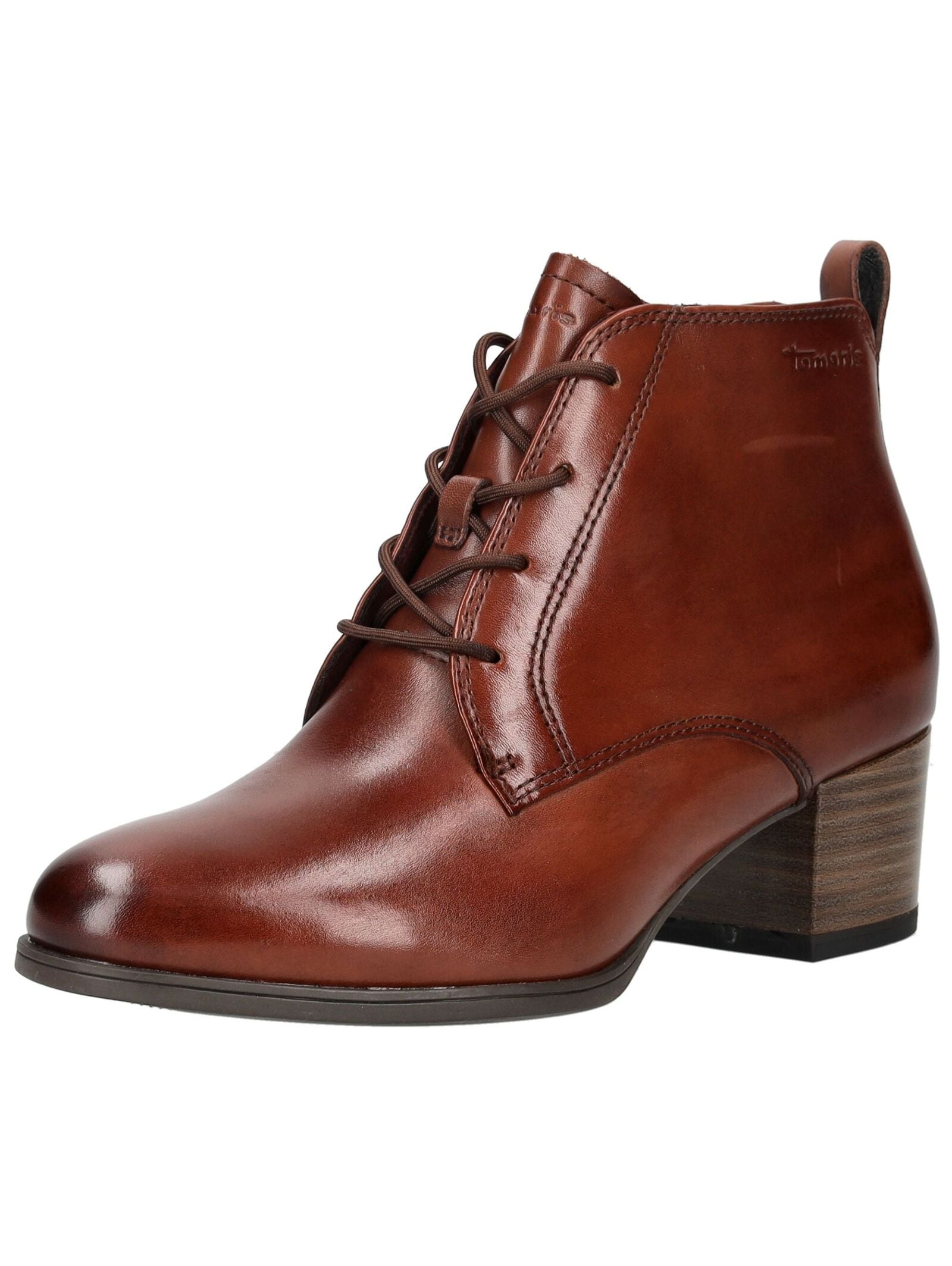 Schnürstiefelette TAMARIS "Tamaris Stiefelette Leder", Damen, Gr. 39, braun (cognac), Leder, Casual, Schuhe