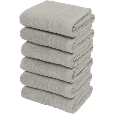 Handtuch MY HOME "Sanremo Premium, Premium Handtücher, 600 gr/m², 40x70cm", grau, B:40cm L:70cm, Frottier, Obermaterial: 100% Baumwolle, Handtücher (Packung), mit Bordüre, einfarbig, flauschig und weich, Händehandtücher Image