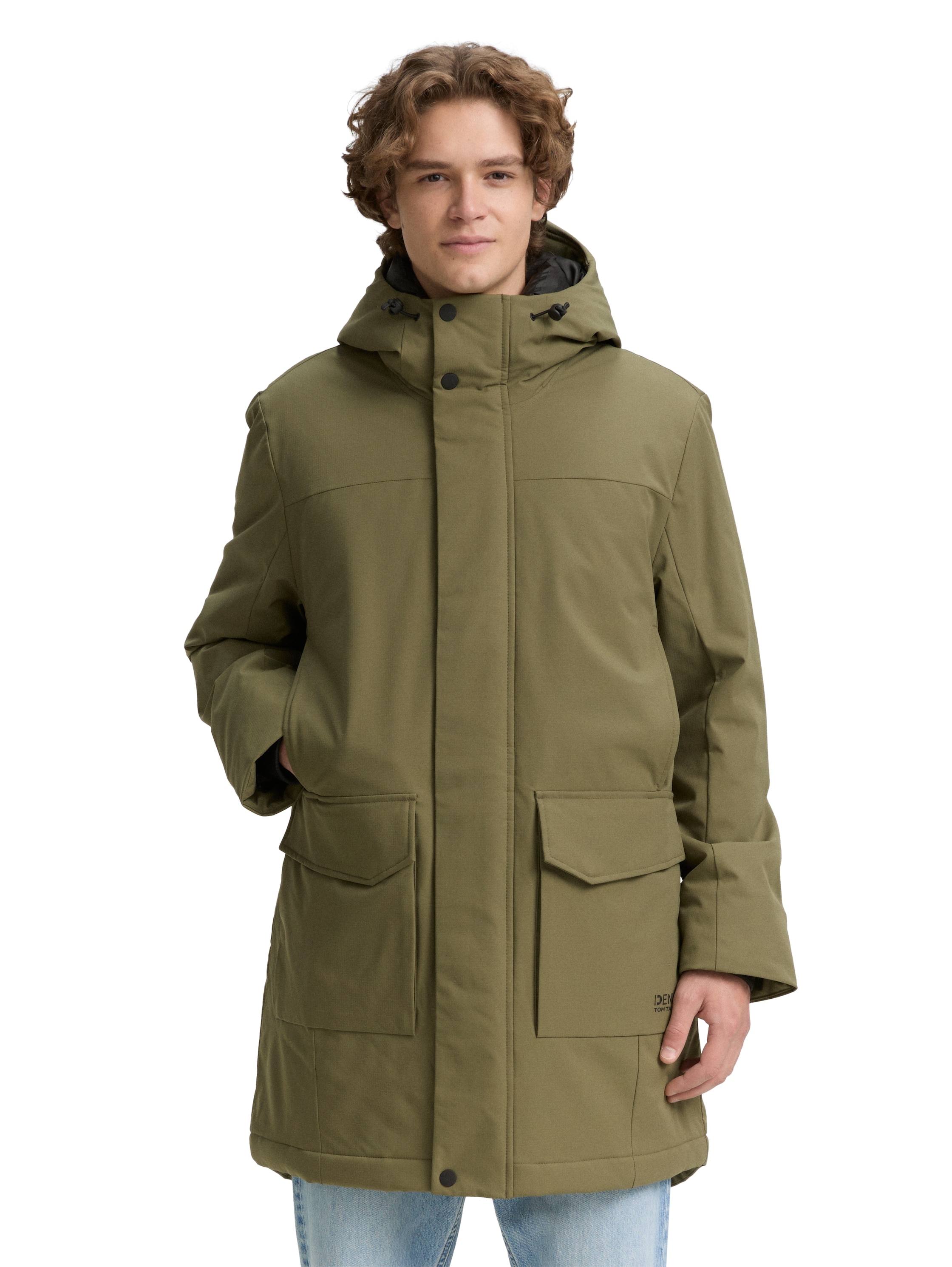 Parka TOM TAILOR DENIM, Herren, Gr. M, grün (jungle soil grün), Web, Obermaterial: 100% Polyester. Futter: 100% Polyester, unifarben, regular fit taillenbedeckt, ohne Ausschnitt, elastischer Bund, Jacken Parka, mit wasserabweisender Funktion