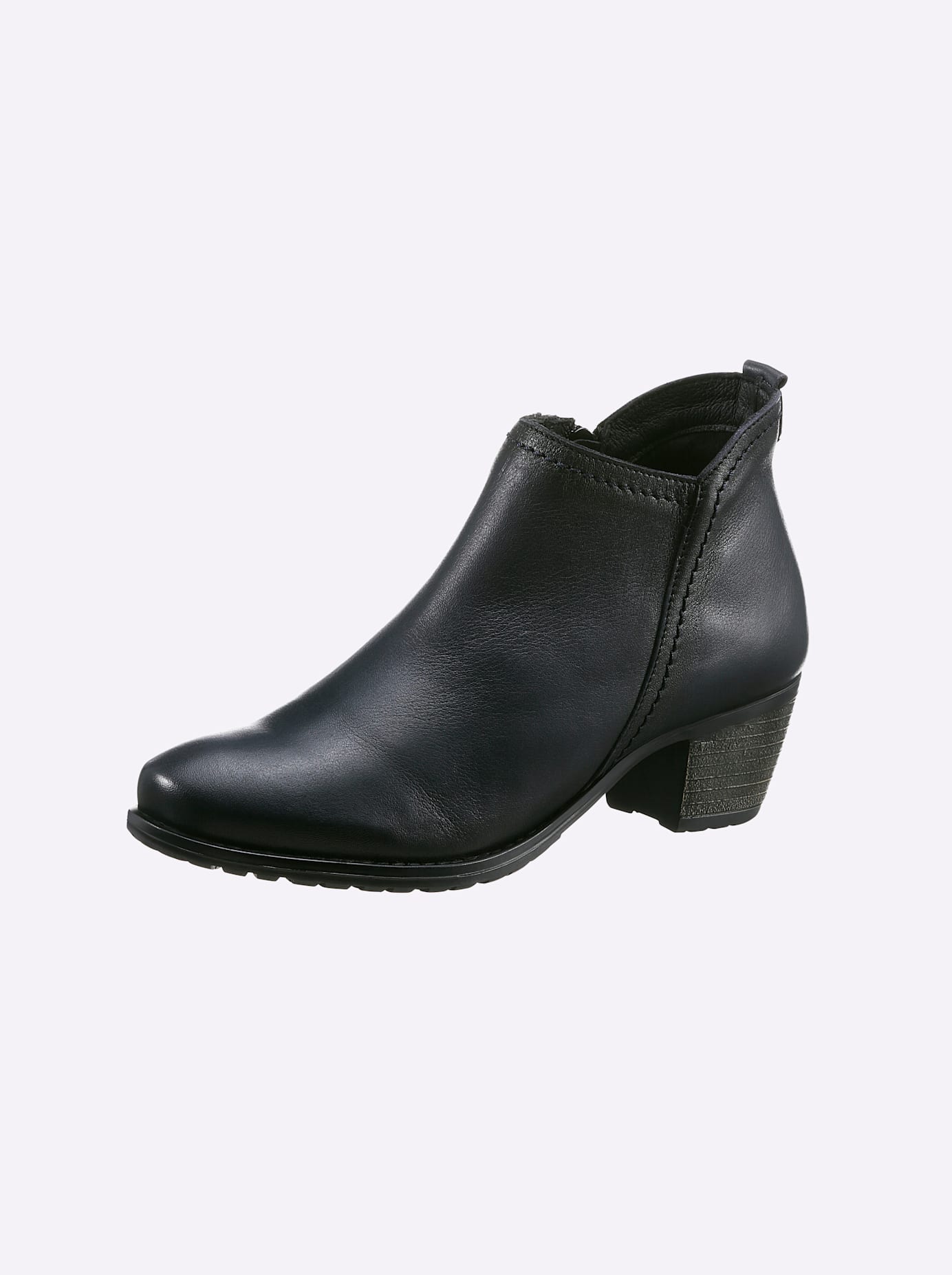 Stiefelette HEINE, Damen, Gr. 41, blau (marine), Glattleder, Leder, Rindsleder, Schuhe Stiefelette