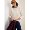 Sweatshirt CECIL, Damen, Gr. XL (44), beige (light beige), Sweatware, Obermaterial: 85% Polyester, 13% Viskose, 2% Elasthan, unifarben, Strukturmuster, casual, regular fit normal, Rundhals, Langarm elastischer Bund, Sweatshirts, mit Zebra...