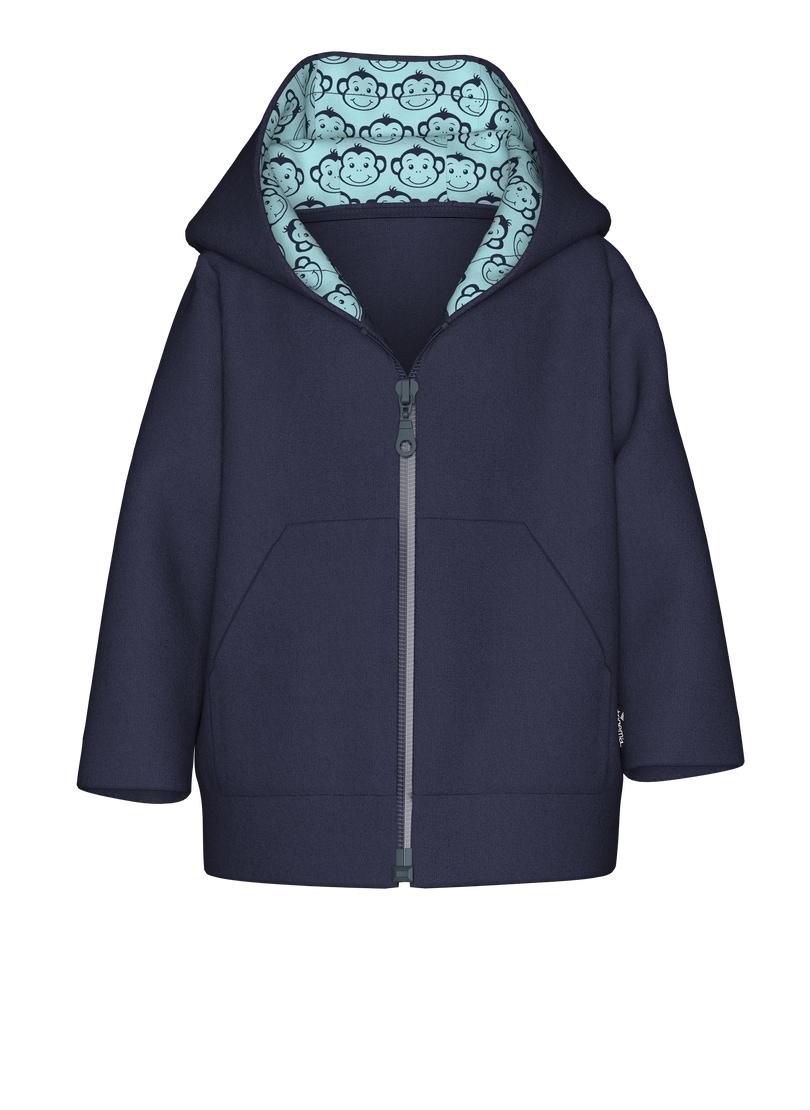 Fleecejacke TRIGEMA "TRIGEMA Fleecejacke mit Kapuze", Baby, Gr. 92, navy, 100% Polyester, Basic, Jacken Image