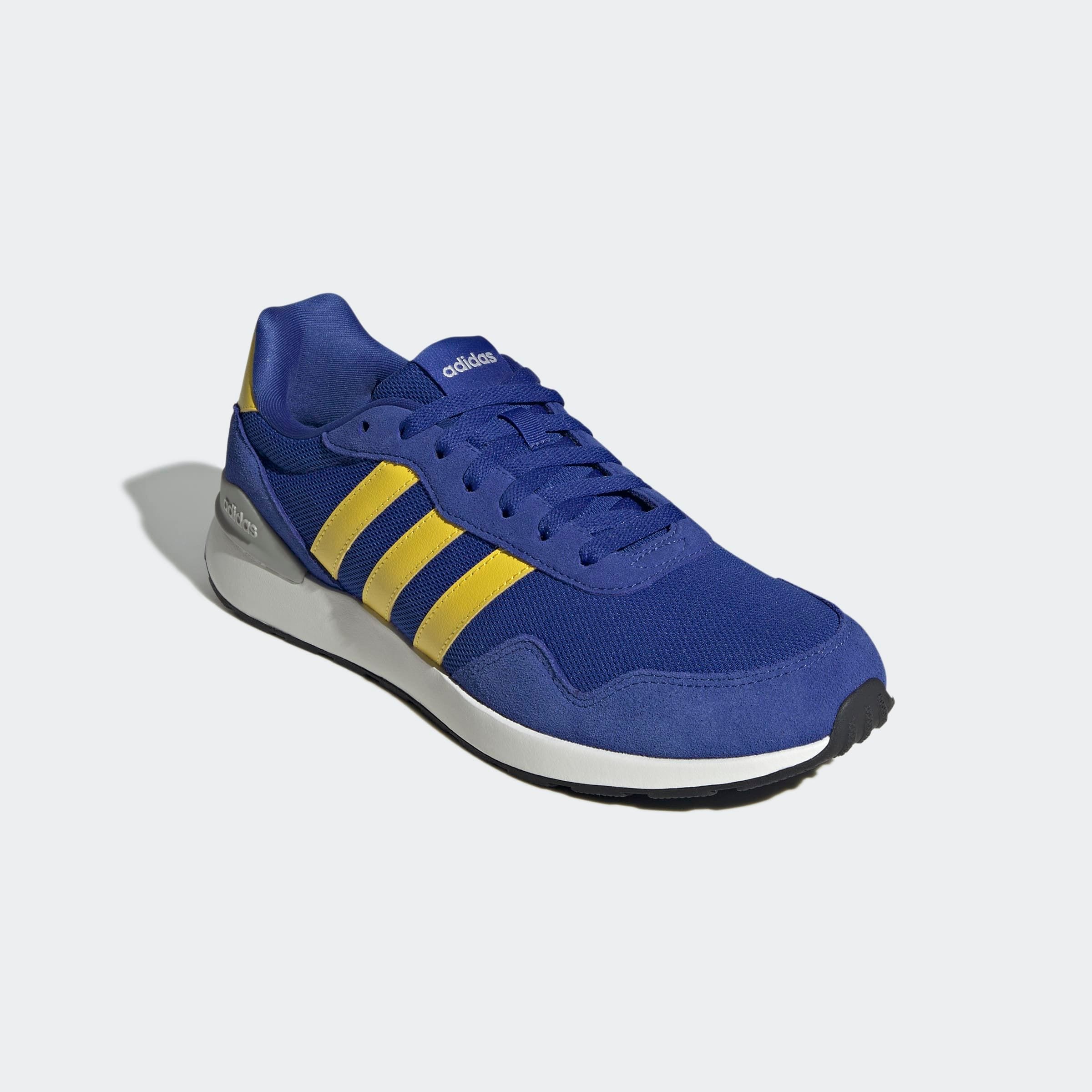 Sneaker ADIDAS SPORTSWEAR "RUN 60S 4.0", Herren, Gr. 46, gelb (semi lucid blau, gelb, grau two), Leder, Textil, Schuhe Sneaker