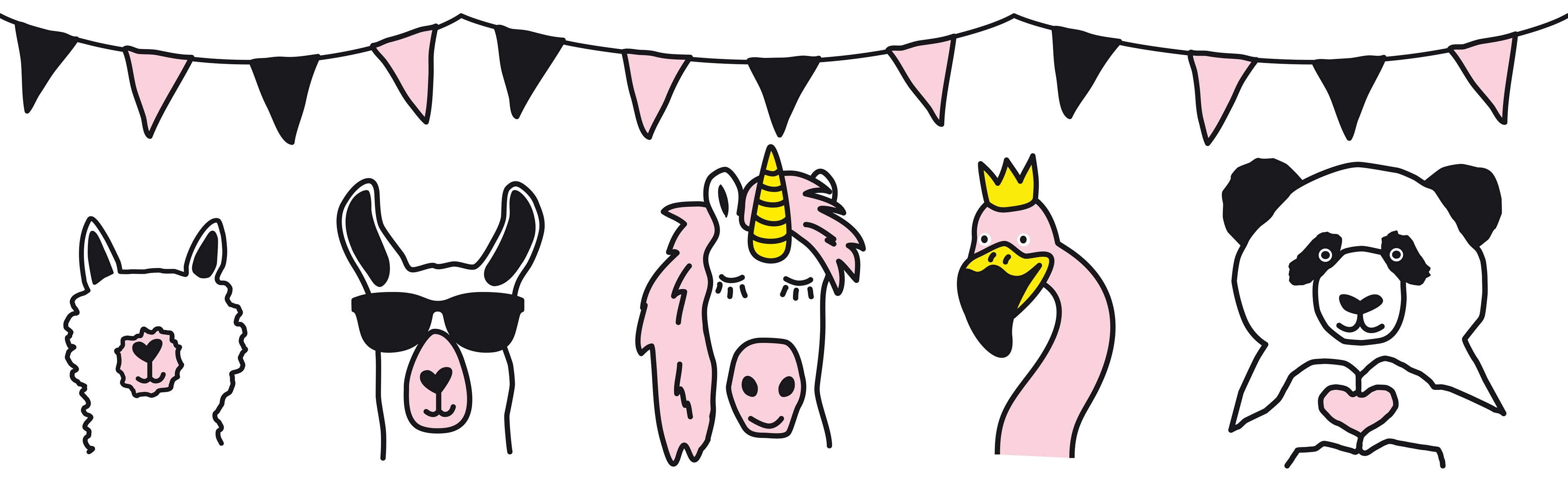 Bordüre A.S. CRÉATION "Wild Party", schwarz-weiß (weiß schwarz rosa), B:0,16m L:5m, Papier, Tapeten, Papier Wand Schräge Tür Borte Wohnzimmer Schlafzimmer Küche Design