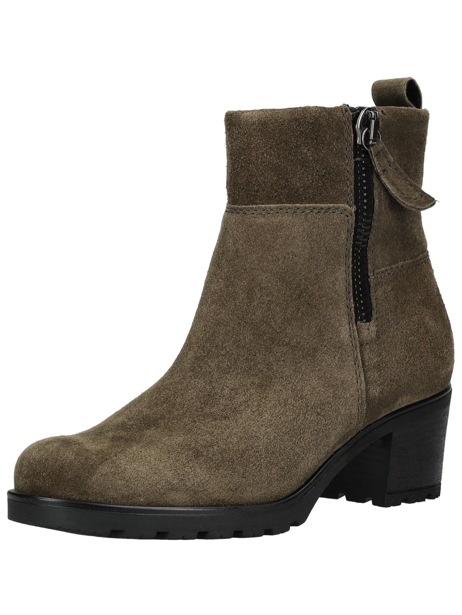 Stiefelette GABOR COMFORT "Gabor Comfort Stiefelette Veloursleder", Damen, Gr. 40, olive, Veloursleder, Schuhe Stiefelette