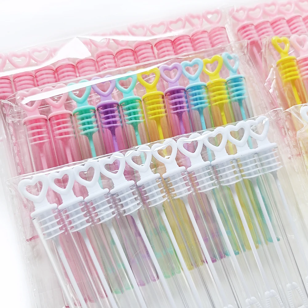 Colorful Bubble Soap Bottle Love Heart Wand Empty Tube Birthday Wedding Party Kids Gifts Favors Filler Toys Supplies Baby Shower