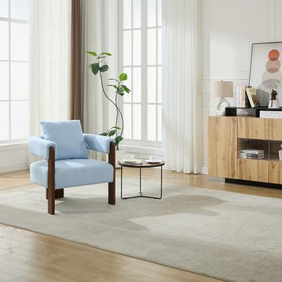 SEYNAR Modern Teddy Upholstered Fabric Round Armchair with pillow